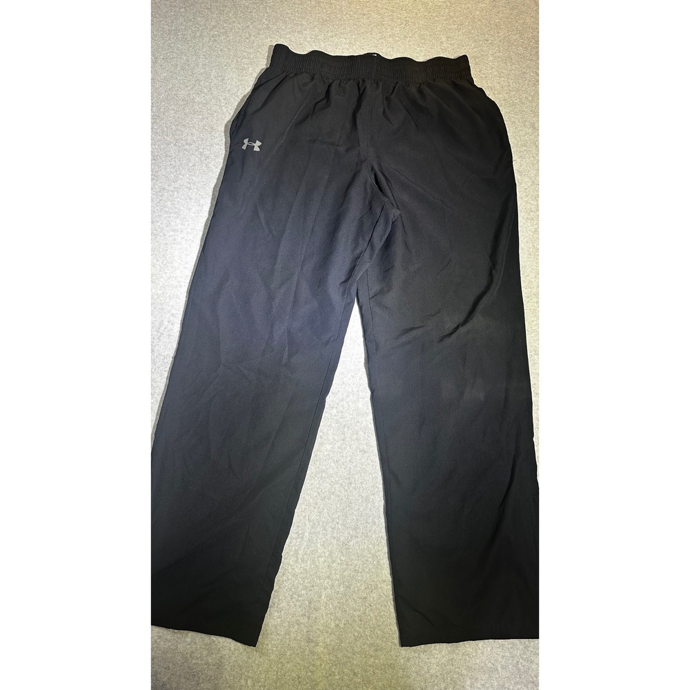 Under Armour Mens Mesh Lined Track Pants Black Ankle Zip Training Bottoms Large
